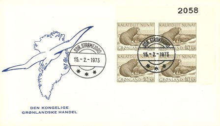 Grønland 1973 - AFA 83 - Marginal 4-blok FDC