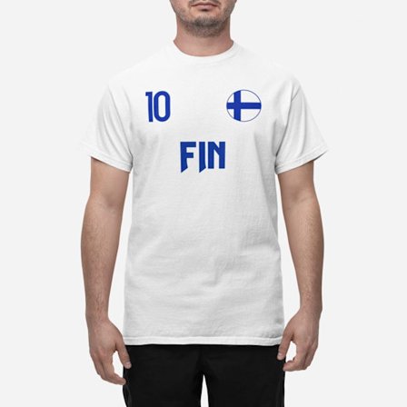 Finland landslag t-shirt i vit med FIN & 10 Eurovision euro 24