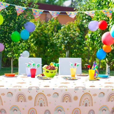 Regnbue Party Duk - Stilig Duk - Livlige Farger - Vanntett - Plastduk - 137 x 274 cm