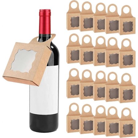 20 st Vinboxar i Papper, Tomma Vinflaskor Vikbara Flaskhängare Presentask