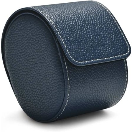 1 stk. Luksuriøst Læder Rejse Etui til Ur Enkelt Urboks til Mænd og Kvinder Bærbar Smykke Ur Opbevaring Rulle Organizer (Blå)