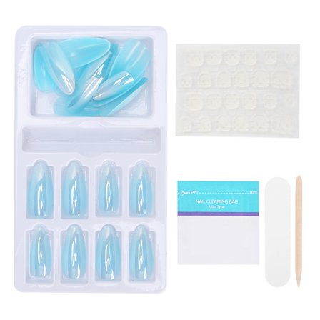 Gradient Spidse Falske Negle Tips Sæt Farvet Fuld Dækning Falske Negle med NeglefilF745-15