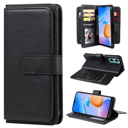 SKALO Xiaomi Redmi 10 5G 10-lokeroa Lompakkokotelo - Musta