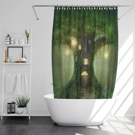 180x180cm Magiska trädhuset Duschdraperi Fantasy Forest Tree Bra