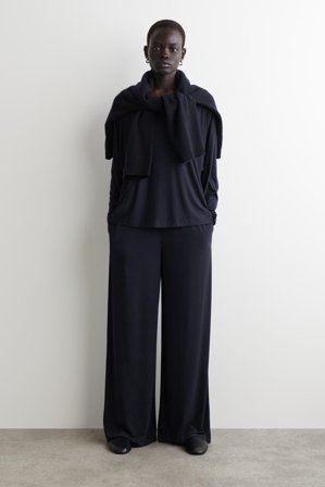 COS Women's Maglia A Maniche Lunghe In Jersey Fluido in Blu