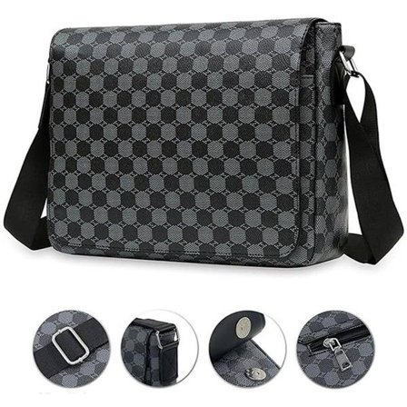 ING Skulderveske, Skulderveske for menn, Crossbody-veske, Vanntett og ripebestandig skinn Crossbody-veske, Herreveske, Messenger-veske