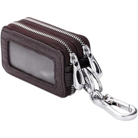 Unisex Håndlaget Ekte Lær Glidelås Nøkkelring Veske Lomme Bilnøkkelholder Veske