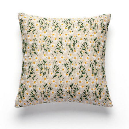 Dekorativa kuddfodral i set om 2 med broderade blommor i linne