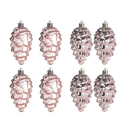 8 kpl Joulukoristeita - ruusukulta 9 cm riipus kiiltävä matta