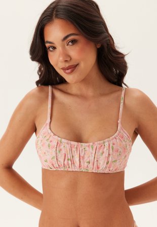 BUBBLEROOM - Ruched Bikini Top - Pink/Floral