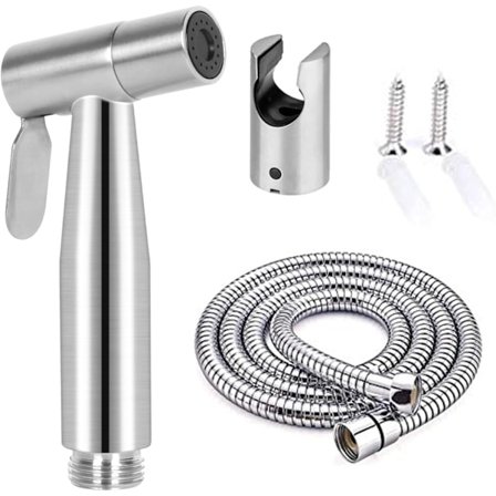 Håndholdt bidet-sprøjte, rustfrit stål børstet nikkel spray kit, badeværelse stofble rengøringsmiddel, bærbart rustfrit brusehoved