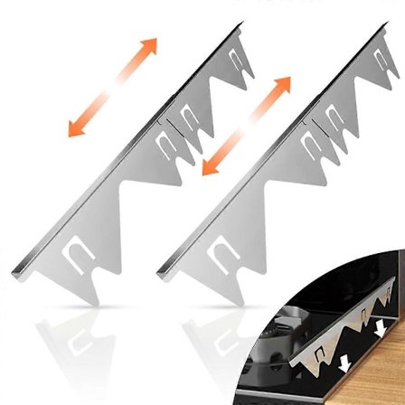 2 stk. Gapdeksler for komfyr i rustfritt stål, justerbar lengde, trimsett db