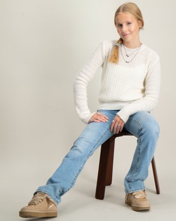 LMTD NLFSEMILY LS SHORT KNIT Blanc Pulls Fille - Kids Brand Store