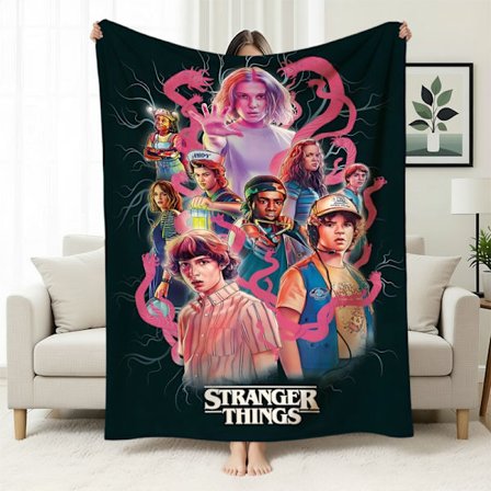 Stranger Things 5 Fleecefodrad Varm Filt, Stranger Things-tema Filt för Tupplurar, Flanellfilt, Specialtillverkad