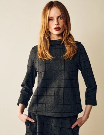 Jumperfabriken Tara Houndstooth Jumper - Grey - XL