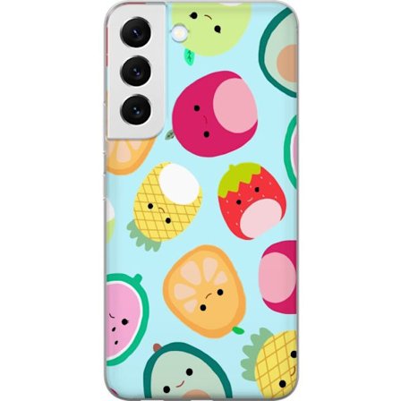 Kompatibel Mobilcover til Samsung Galaxy S22 5G Mønster af kawaii frugter som jordbær citron ananas og avocado på lyseblå baggrund