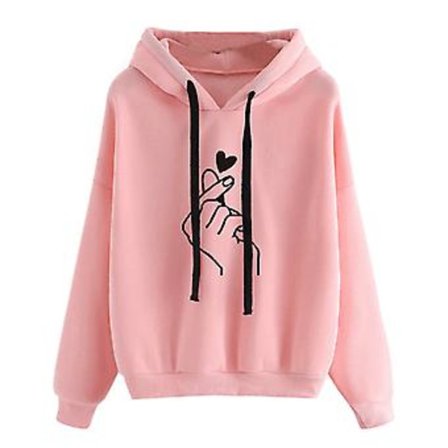 Dam Sweatshirt Toppar Casual Stil Hjärta Gest Tryck Gåva Till Mors Dag Födelsedag (L Rosa Räka)