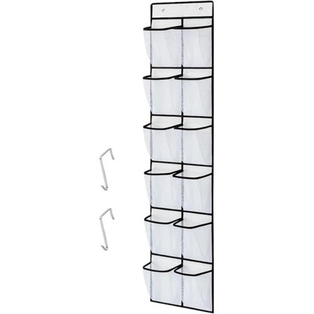 Hængende Opbevaringslomme, 12 Lommer Over Dør Sko Organizer, Væghængt Opbevaringsorganizer Hylde med Metal Kroge