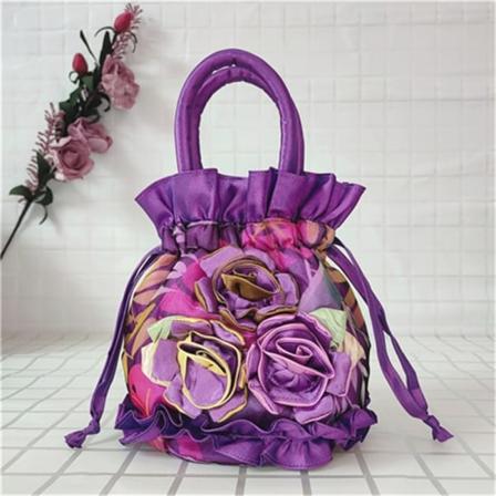 Blonder blomsterveske Etnisk stil veske LILLA purple