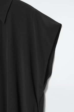 COS Women's Oversized Silk Midi Shirt Dress in Black