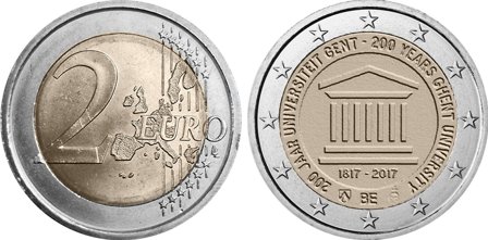 Belgien 2017 - Gent universitet 200 år - 2 euro mønt