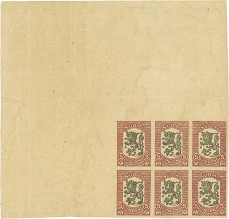 Finland 1918 - Vaasa 5 mk - Hjørneblok på 6