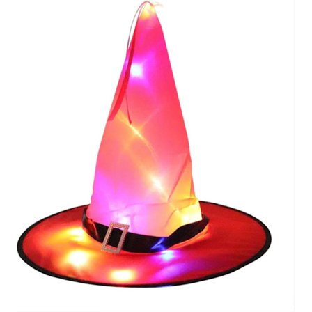 LED Halloween Blinkende Lys Heks Hat Stjerneklar Himmel Spøgelse Udklædning Glødende Elver Spøgelse Hat Lampe Hjem Dekoration