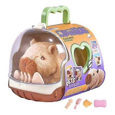 Elektrisk Plys Kapybara Legetøj Interaktiv Simulation Lyd Gående Dyr Legetøj Småbørn Drenge Piger Pædagogisk Baby Mave Tid Kravlende Dyr Legetøj (LGL)