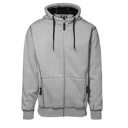 ID Mens Worker Full Zip Loose Fitting Sherpa Hoodie M Grå Melange