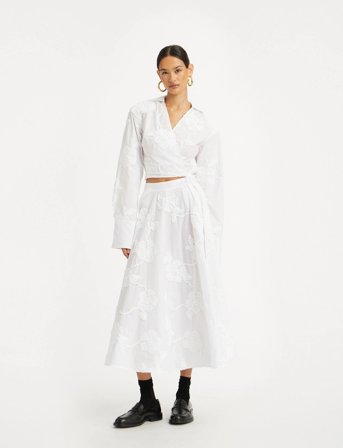 ROTATE Birger Christensen Wrap Cotton Shirt - White - 40