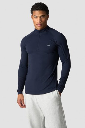 Essential Seamless 1/4 Zip Long Sleeve M Navy