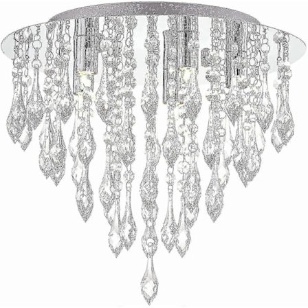 Lamper Moderne Krystall Lysekrone Flush Mount Taklampe Krystall Dråpeeffekt Rund Krom
