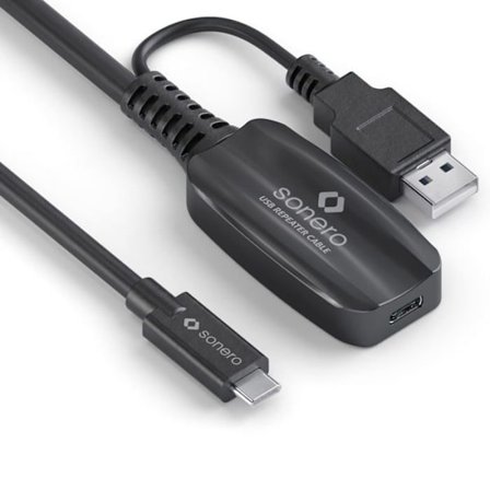 Sonero telefonkabel - S-XU3010-100 - Active USB 3.2 Gen1x1 förlängning - C/C - svart - 10.00m