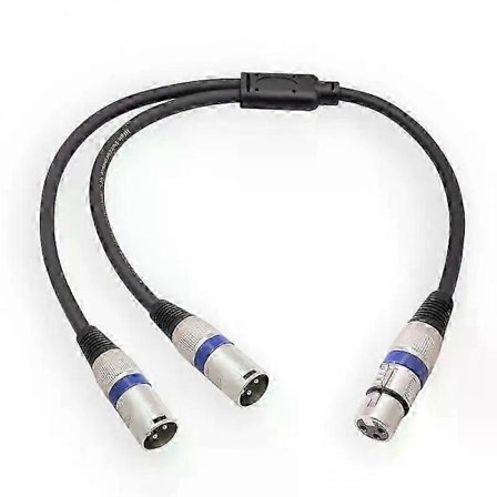 3-Pin XLR hun-jack til dobbelt 2 han-stik Y-splitter 30 cm adapterkabelledning til forstærkerhøjttaler hovedtelefonmixer