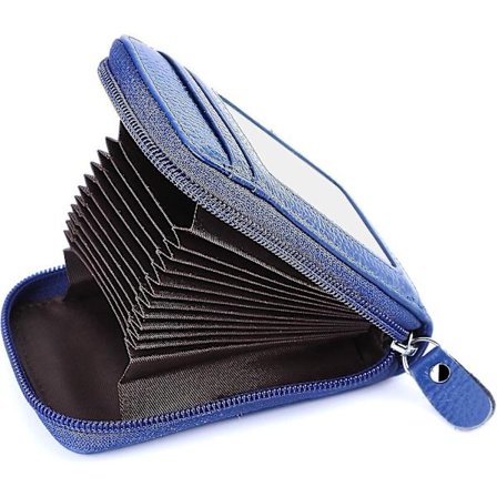 Kreditkortsplånbok med dragkedja, Rfid-kreditkortshållare i äkta läder, damplånböcker - spot sales