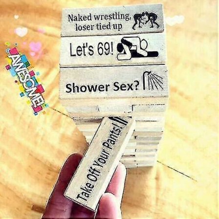 Super Naughty Block Tower Game - Paraktiviteter & Date Night Idéer för Par - 48 Block