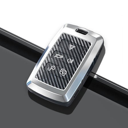 Sølvfarget nøkkelringdeksel for Land Rover Discovery Evoque LR4 Range Rover Sport Jaguar XE XF F-Pace K