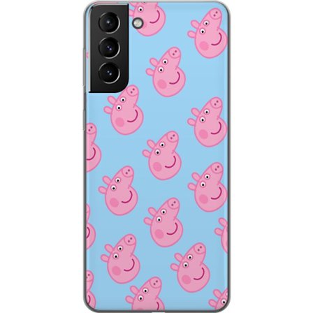 Kompatibelt Mobildeksel til Samsung Galaxy S21+ 5G Peppa Pig spedbarnsfigur i pastellfarger, søt tegnet barneillustrasjon med myk minimalistisk stil
