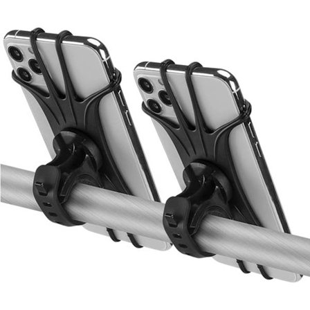 Sykkeltelefonholder - 360° Roterende Silikonholder for iPhone & Samsung, Passer Alle Telefoner (2-pakning)
