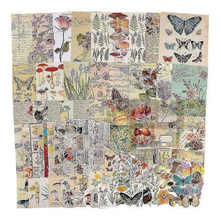 100 st Vintage Scrapbooking-tillbehör för Junk Journal Art Trash Ephemera Planner-klistermärke