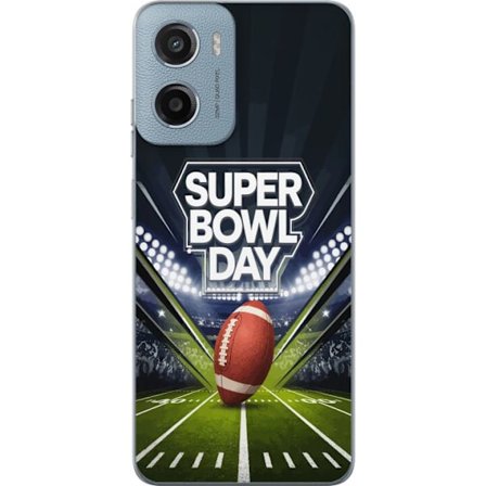 Yhteensopiva Puhelinkuori Motorola Moto G05 Super Bowl Day juliste, jossa amerikkalainen jalkapallo valaistuksella varustetulla areenalla dramaattises