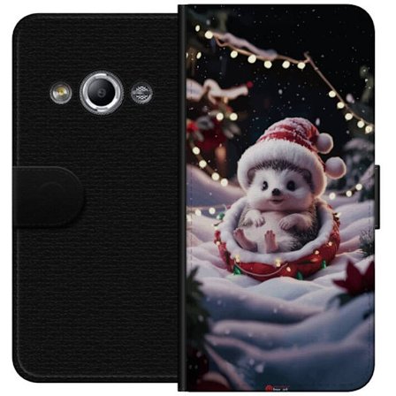 Yhteensopiva Lompakkokotelo Samsung Galaxy Xcover 3 Söpö joulu siili joulupukki hattu talvi valot kodikas joulu suloinen siili juhlava lumi kuvailev
