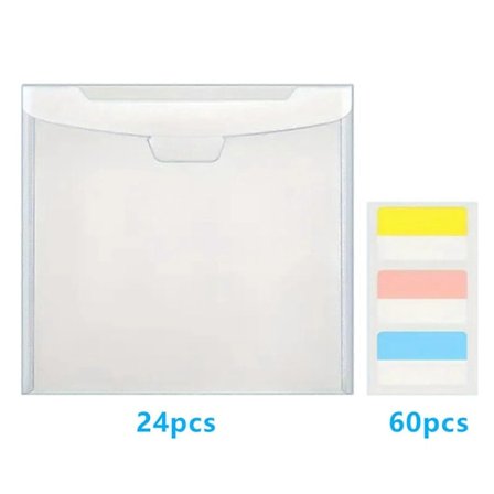 Kuvert Filmapp Scrapbook Pappersorganisatör med Självhäftande Indexflikar Vattentät Klar Dokumentorganisatör Förvaringsväska