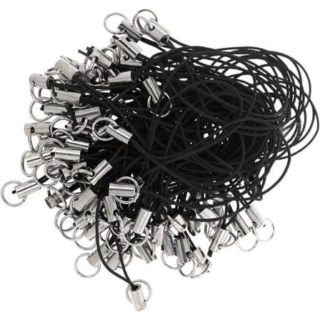 100-pak mobiltelefon snor kæde til MP3, USB-drev, nøglering og ID-kortholder - Sort