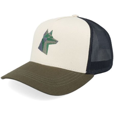 Kiddo Cap - Beige trucker Keps - Kids Green Paper Fox Stone/Black/Olive A-frame Trucker @ Hatstore