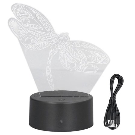 Libelle mønster 3D lys 7 farve skiftende LED natlys KLB