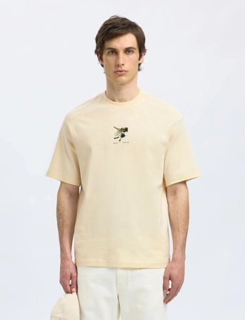 Selected Slhrelaxkai Print Ss O-Neck Tee - Cream - XL