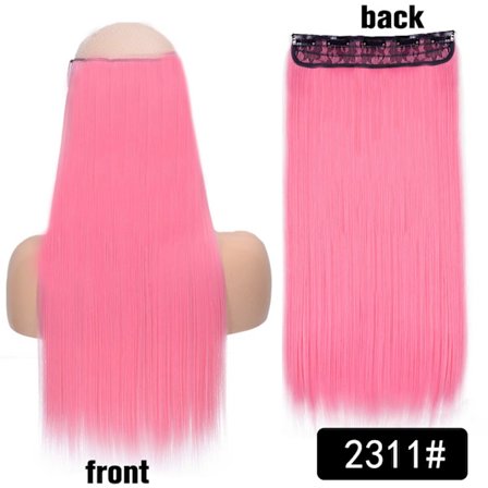 Långt rakt 5 Clip In Hårförlängningar Syntetisk Fiber Fake Hair 22 Inch Hairpiece Röd Svart Blond Naturlig Frisyr För Kvinnor