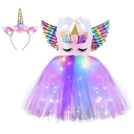 Flickor klä sig självlysande enhörning mesh cos fest Halloween kostym
