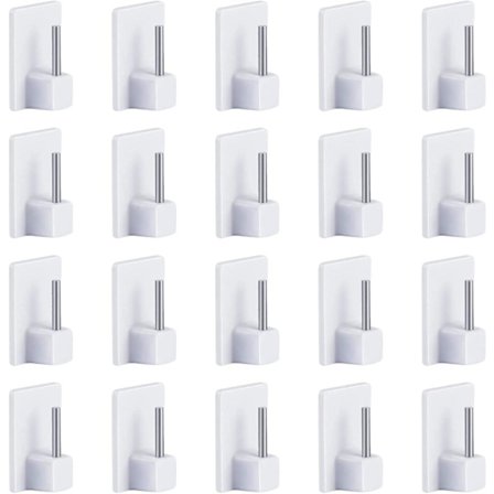 20 stk selvklebende kroker, plastklebende endekroker, dobbeltsidige klistremerker for gardiner og vindusgardiner